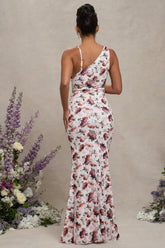 White Floral Maternity Cowl Neck Maxi Dress